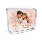 Personalised Valentine’s Day crystal glass featuring a romantic couple inside a heart design, luxury custom keepsake gift celebrating love, perfect Valentine gift for couples