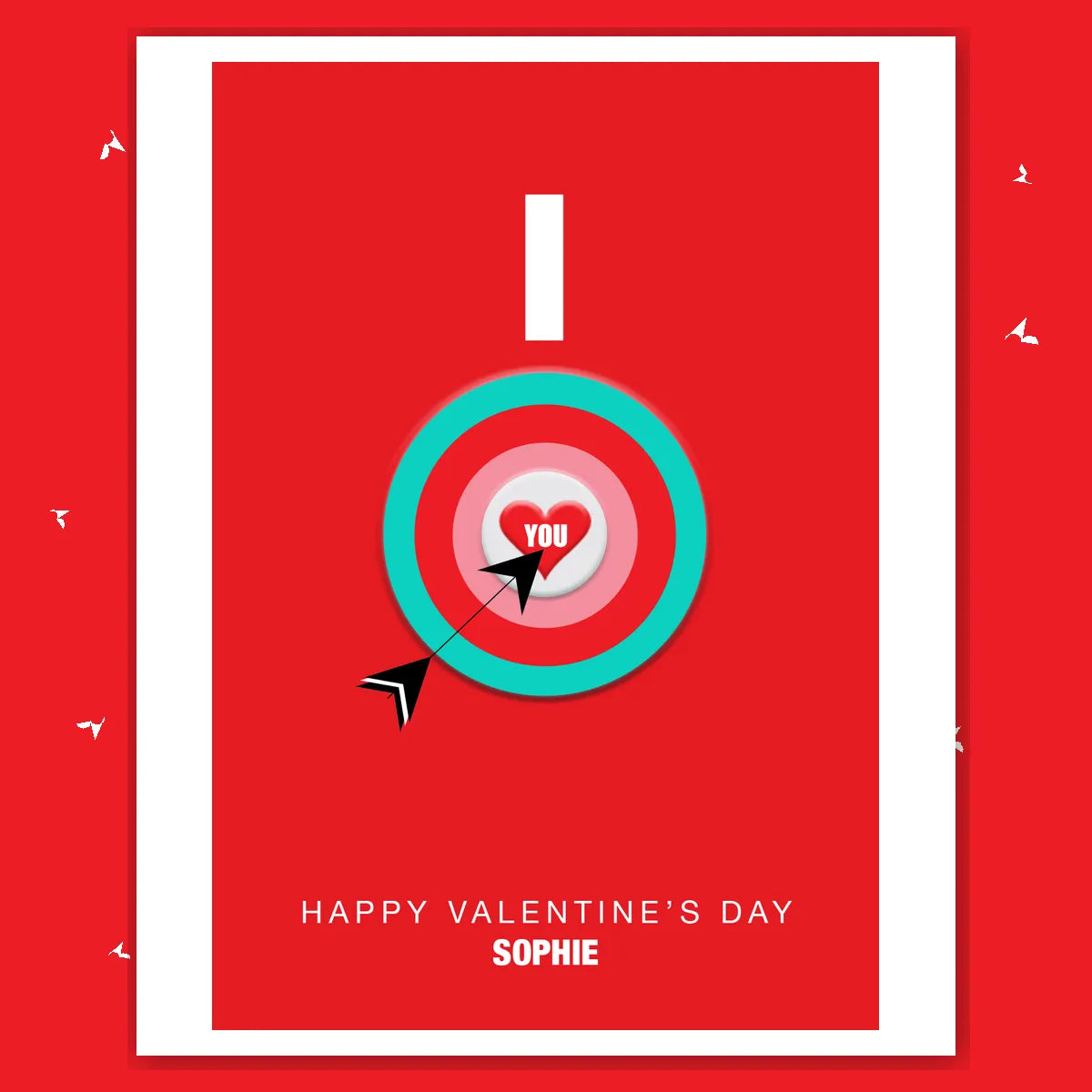  – personalised card design, perfect Valentine card for her or him, romantic customised greeting to make your personalised card unique and memorable.