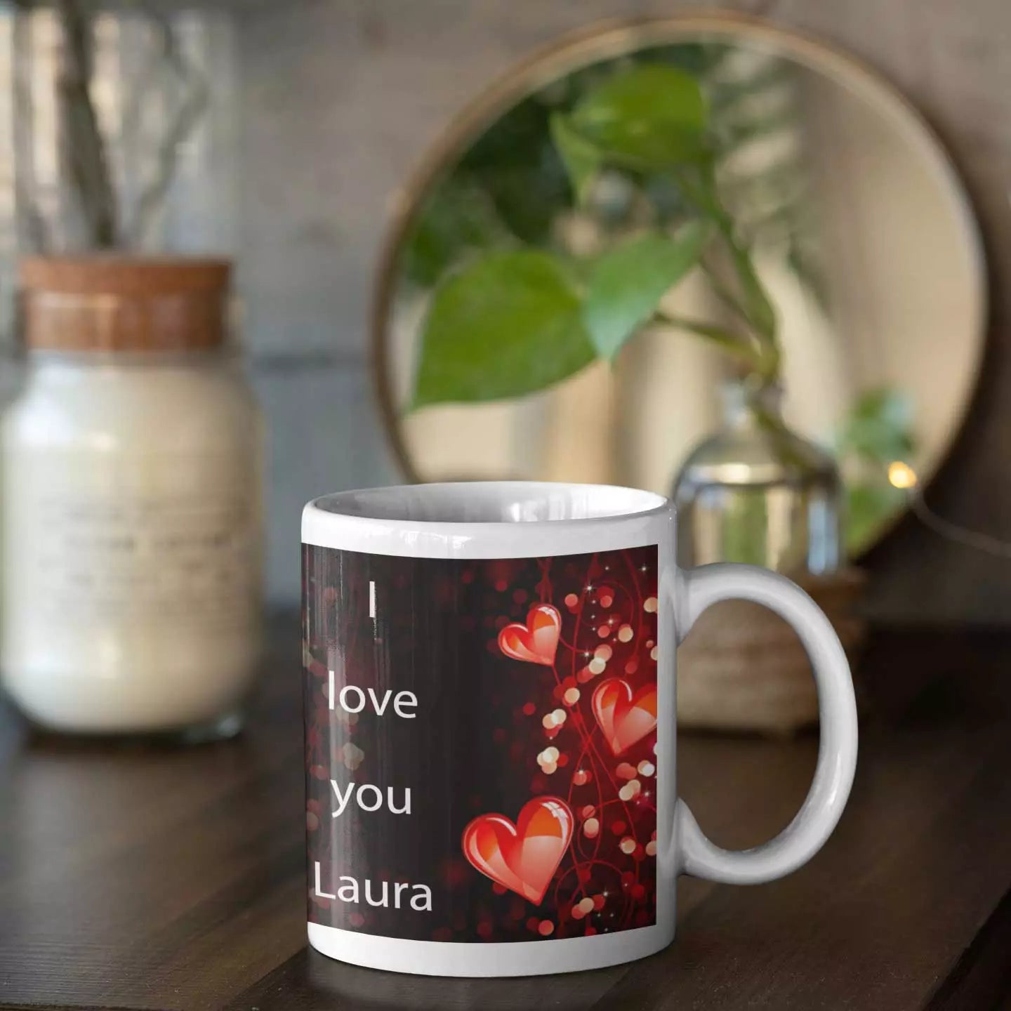 Personalised “I Love You Forever” mug with custom name and romantic message