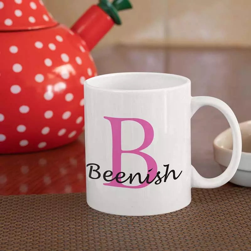 Custom ceramic mug for her personalised with initial and name