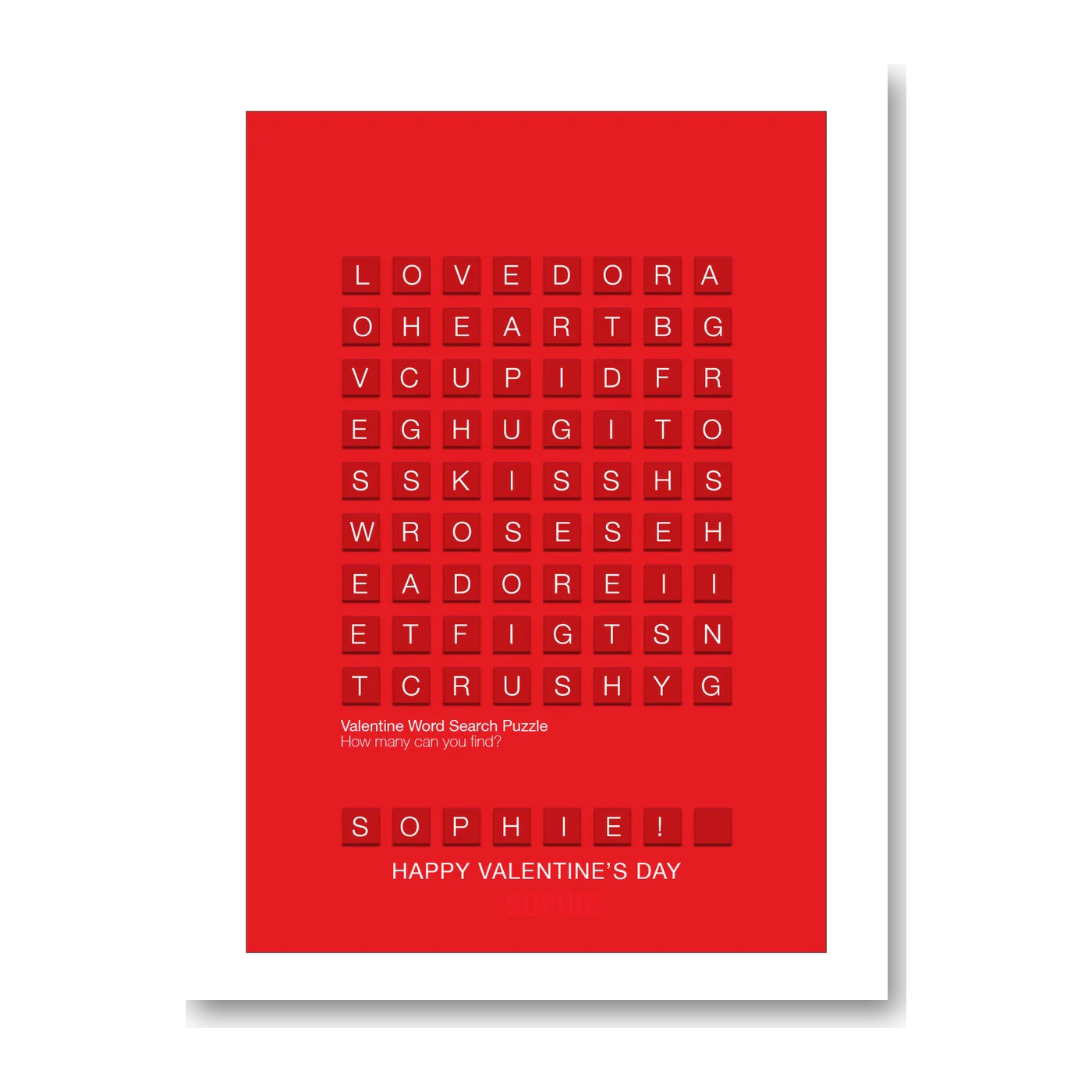 personalised card design, perfect Valentine card for her or him, romantic customised greeting to make your personalised card unique and memorable.