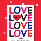 personalised card design, perfect Valentine card for her or him, romantic customised greeting to make your personalised card unique and memorable.