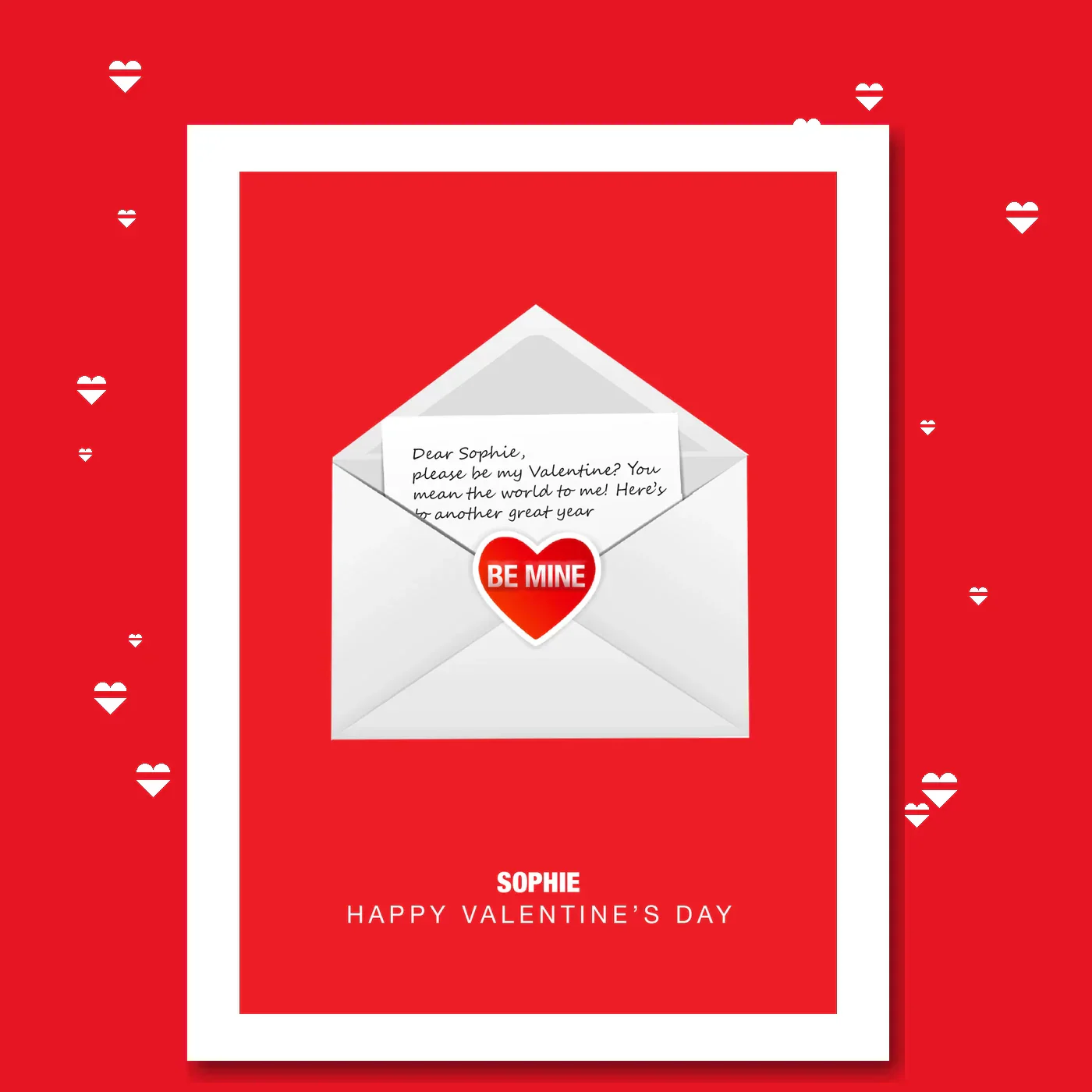 personalised card design, perfect Valentine card for her or him, romantic customised greeting to make your personalised card unique and memorable.
