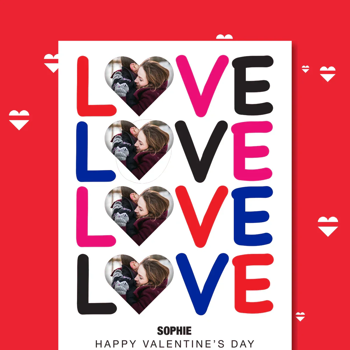  personalised card design, perfect Valentine card for her or him, romantic customised greeting to make your personalised card unique and memorable.