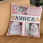 Personalised 3 photo collage paws cushion cover with custom pet pictures