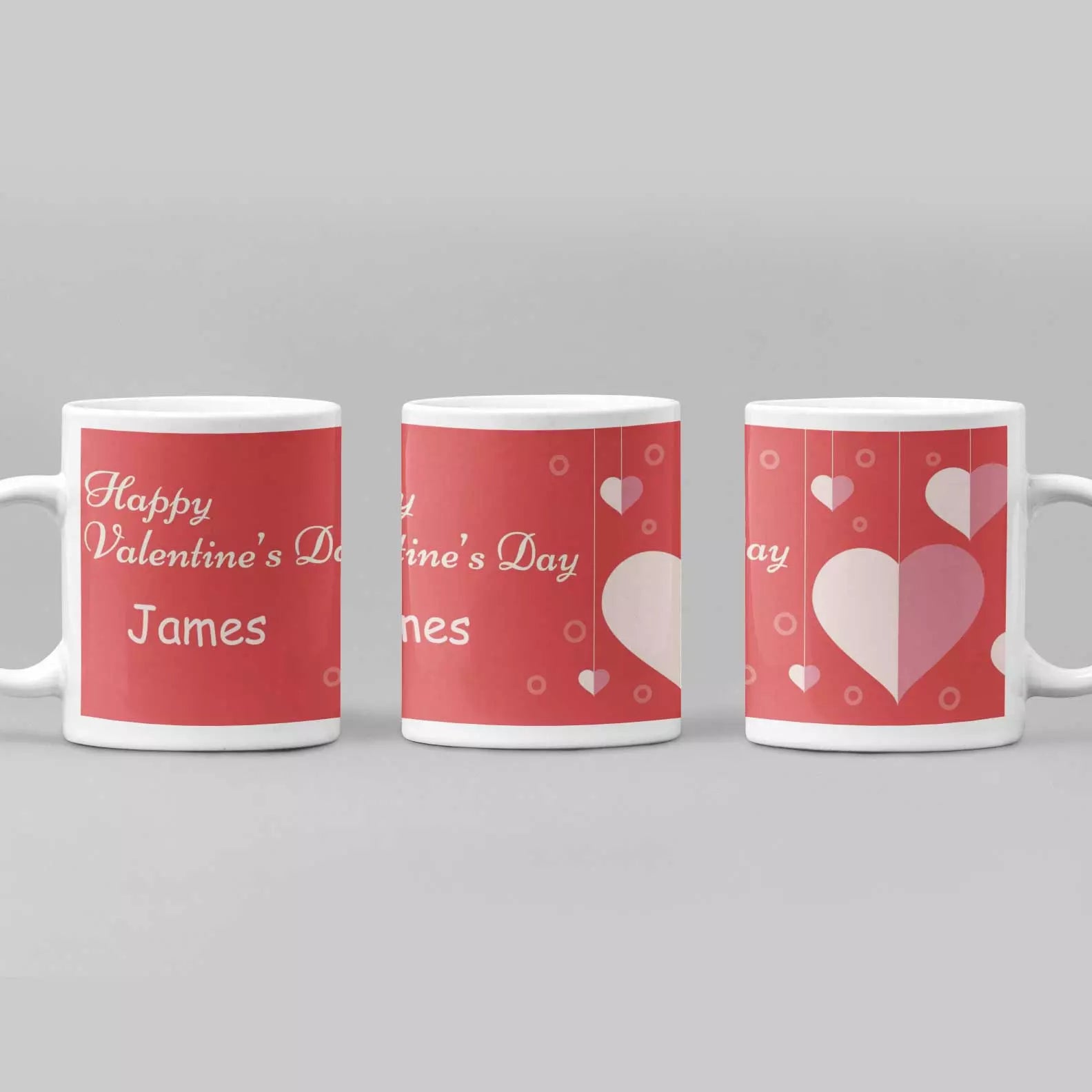 Personalised Hearty Valentine’s love mug with custom name and romantic message