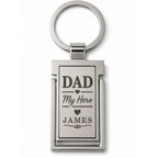 Personalised Dad My Hero metal keyring with name