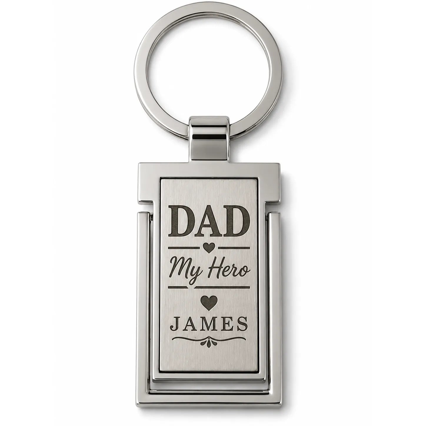 Personalised Dad My Hero metal keyring with name