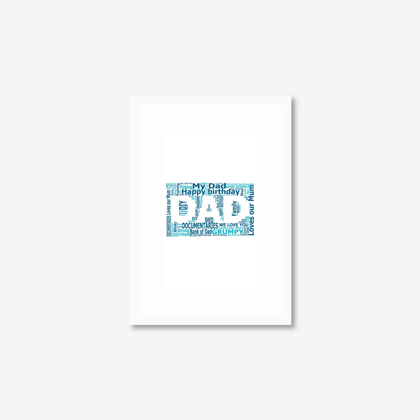 Personalised DAD Word Art – Father’s Day Gift – Traits & Messages – A5 – white frame