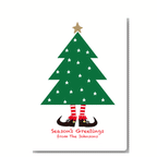 Personalised Bah Humbug Christmas card – Santa legs chimney funny festive design