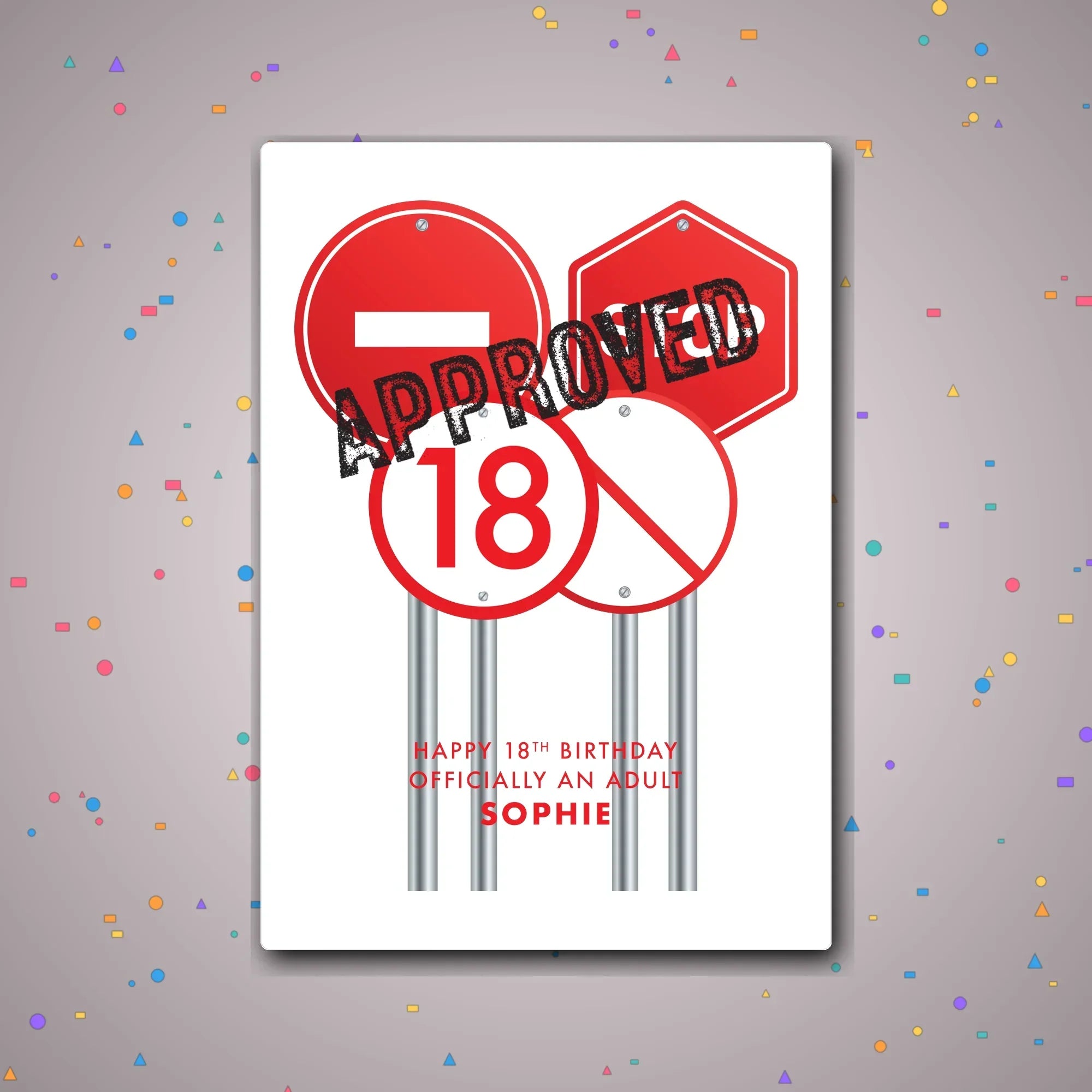 Personalised 18th birthday card design – confetti celebration