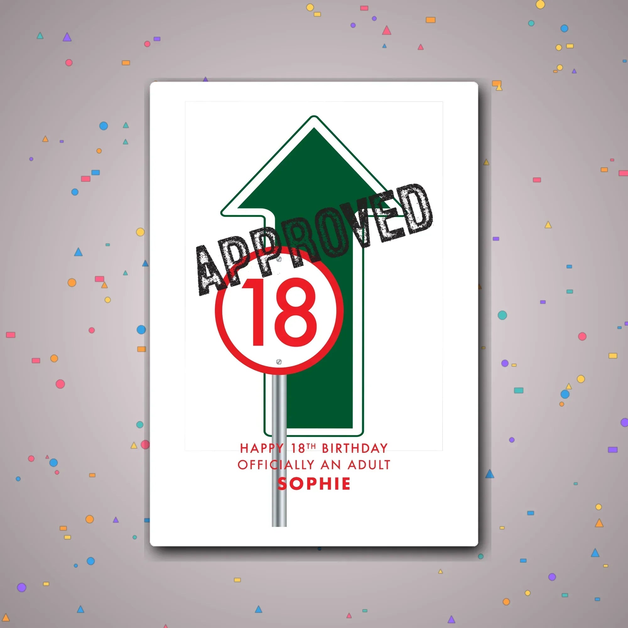 Personalised 18th birthday card design – confetti celebration