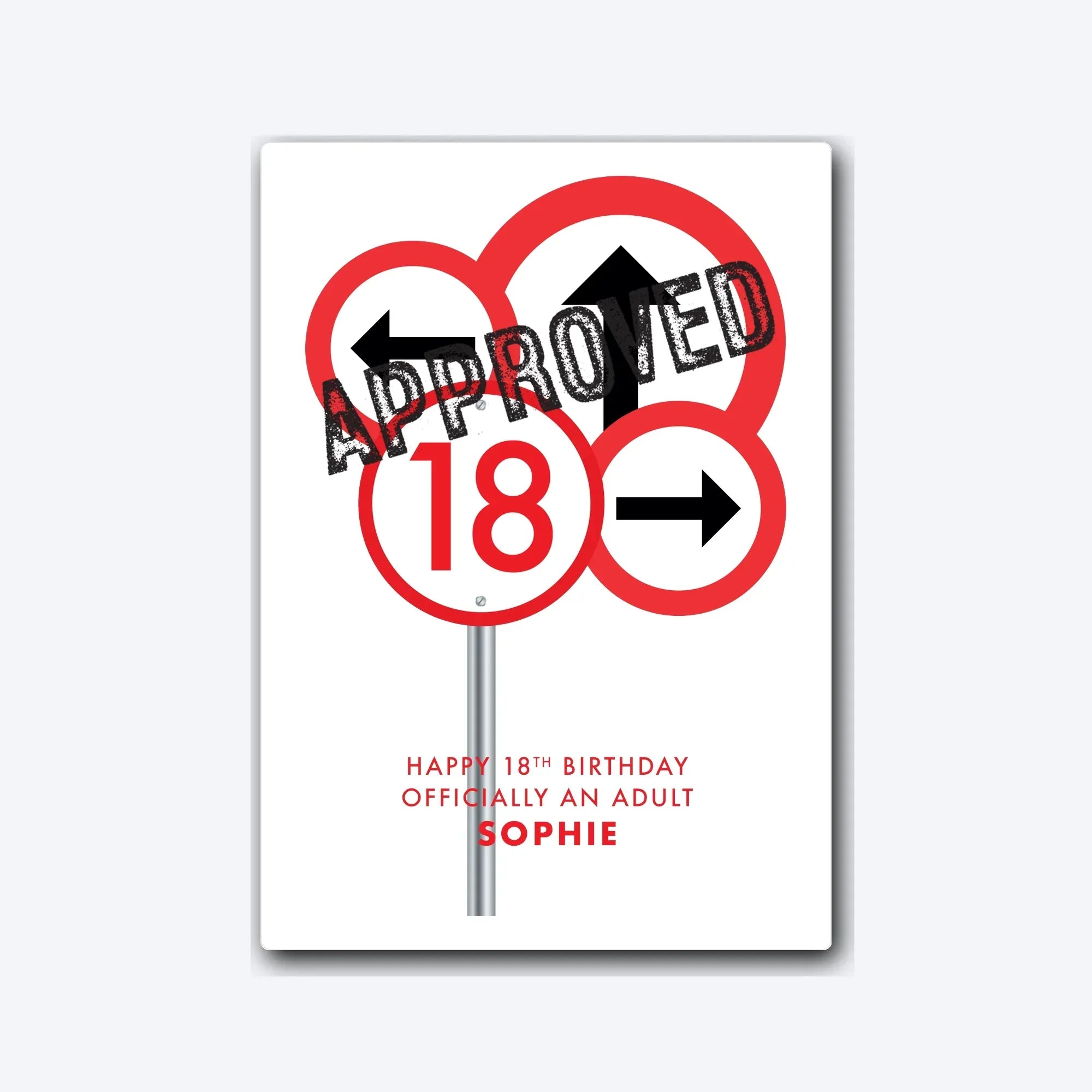 Personalised 18th birthday card design – soft grey shadow
