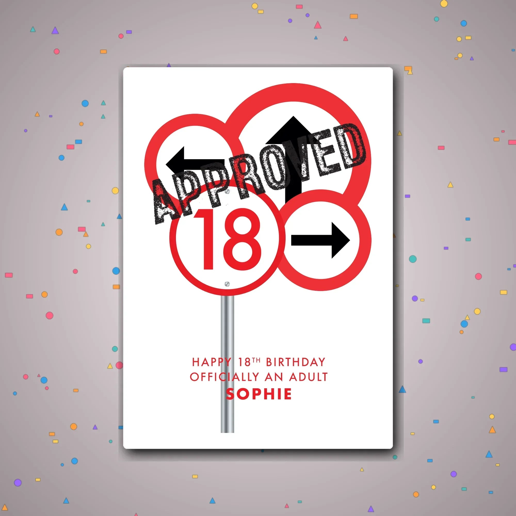 Personalised 18th birthday card design – confetti celebration