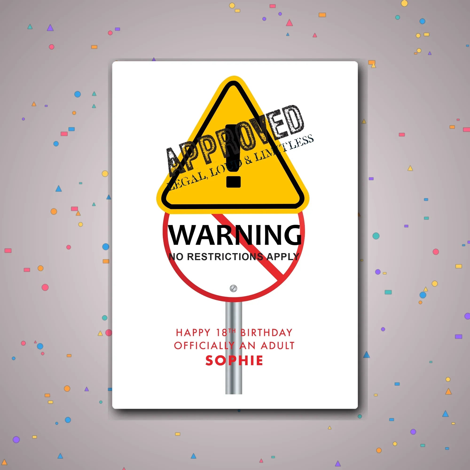 Personalised 18th birthday card design – confetti celebration