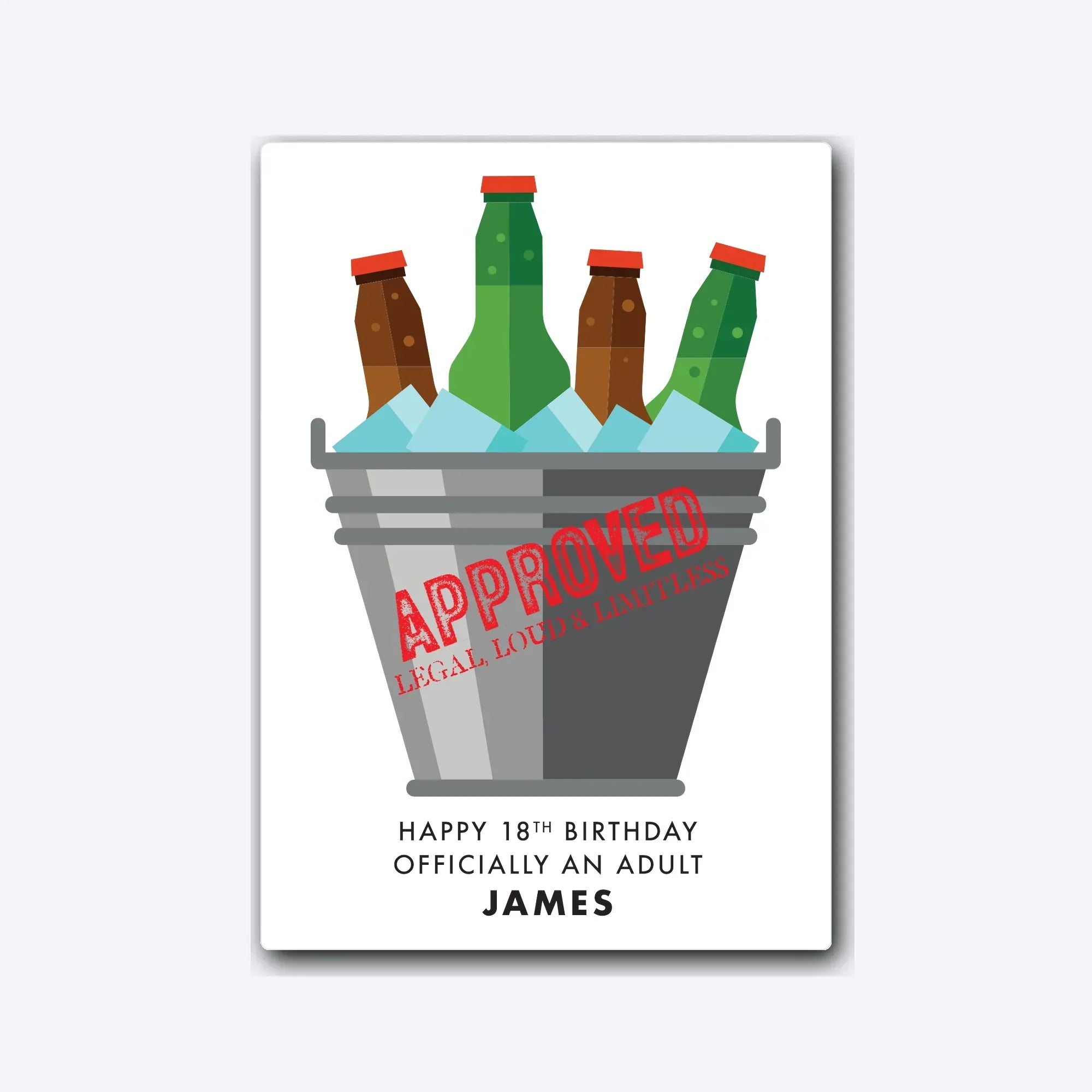Personalised 18th birthday card design – soft grey shadow