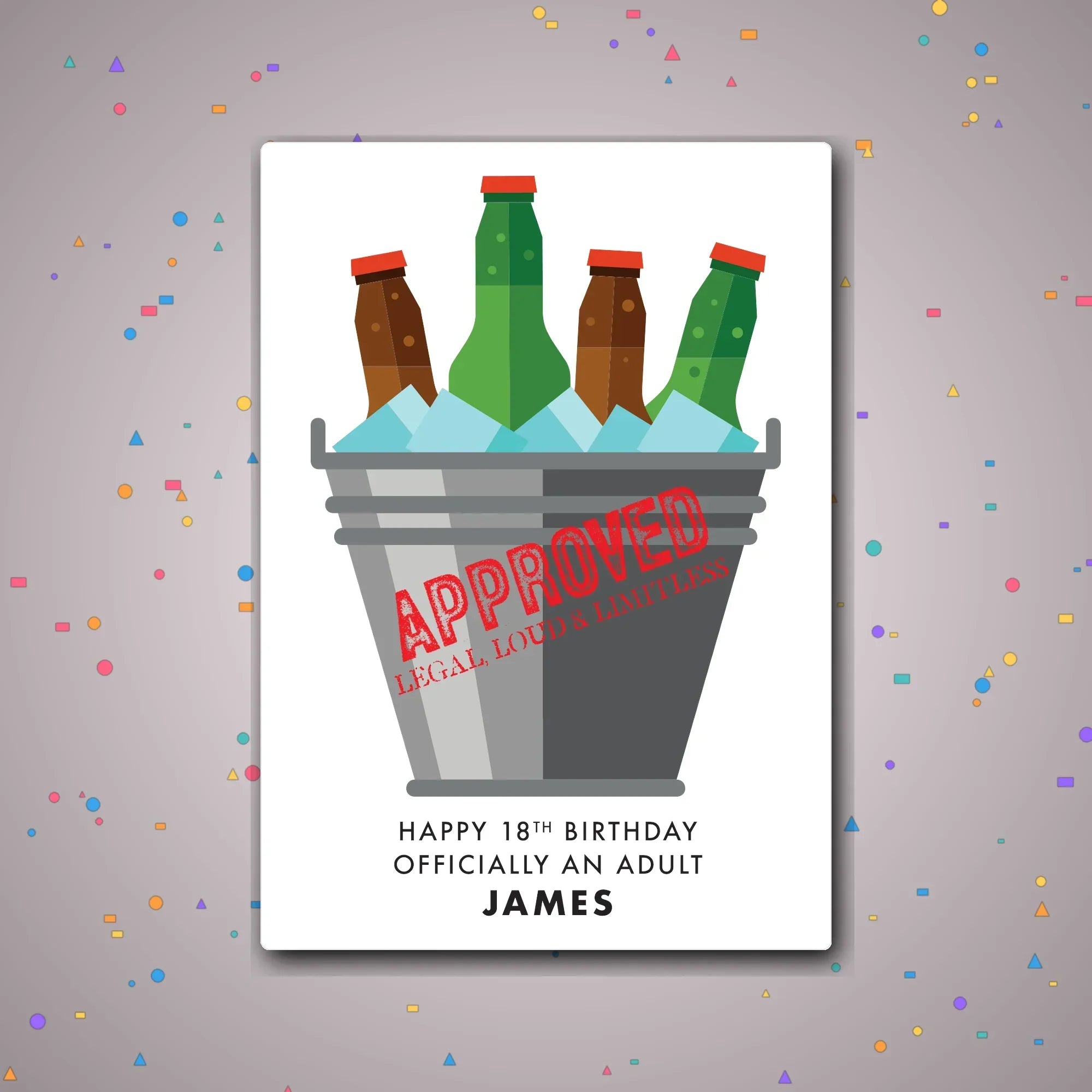 Personalised 18th birthday card design – confetti celebration