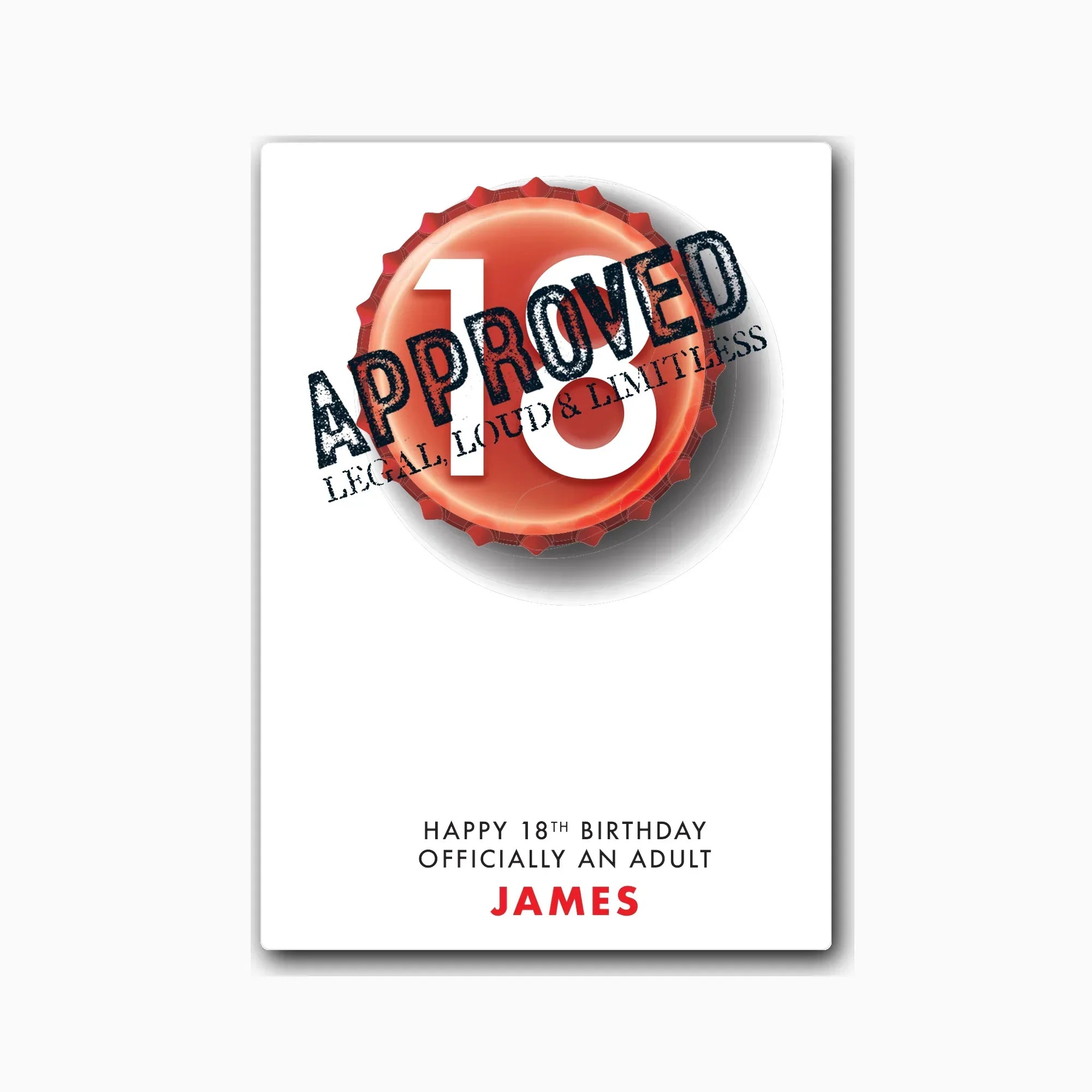 Personalised 18th birthday card showing foamy beer stein illustration – studio light