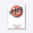 Personalised 18th birthday card showing foamy beer stein illustration – soft grey shadow