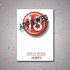 Personalised 18th birthday card showing foamy beer stein illustration – confetti celebration