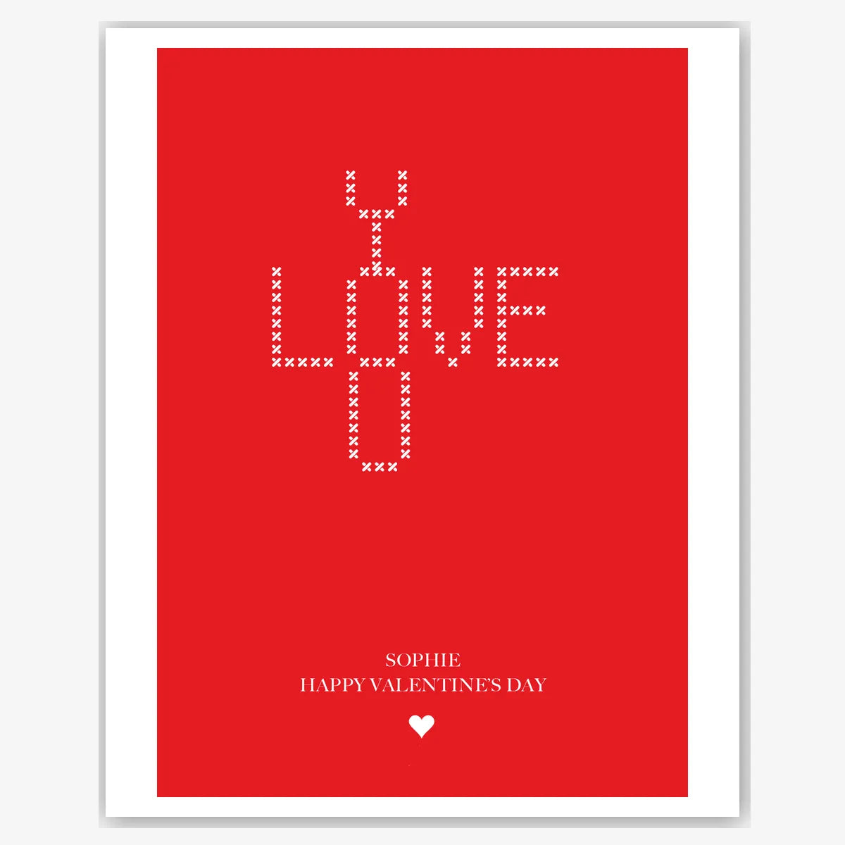 Diagonal Ribbon Corner – Personalised Valentine’s Card – personalised Valentine card, custom romantic greeting or anniversary card; make your own unique card.