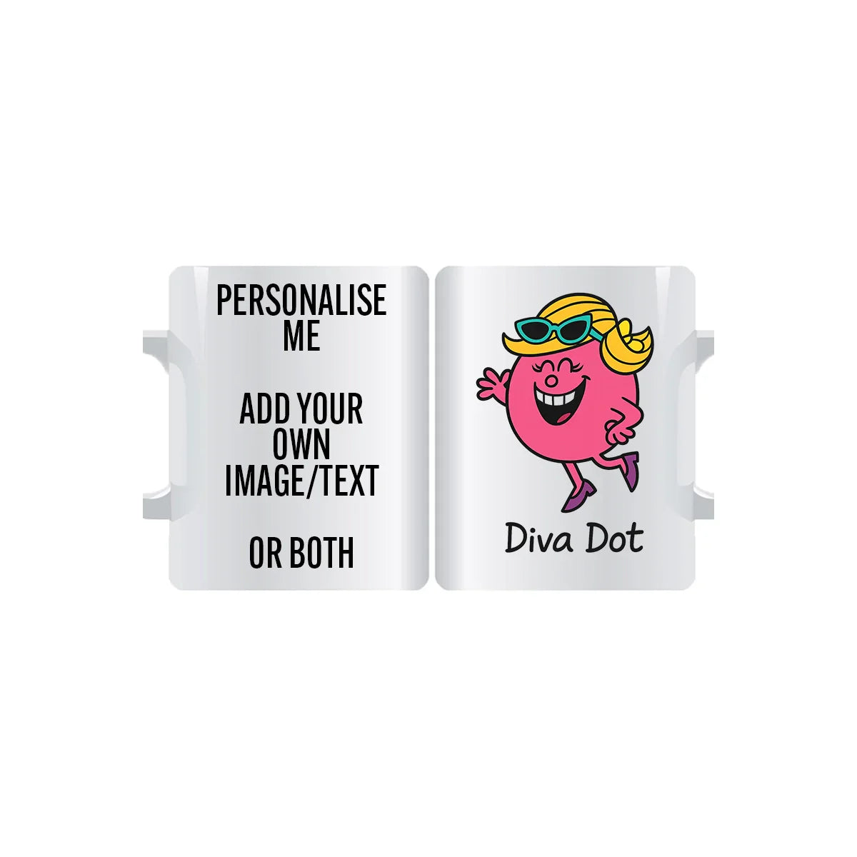 Diva Dot personalised mug – funny custom gift for friends, family, or colleagues. Add a name or message for birthdays or Christmas.
