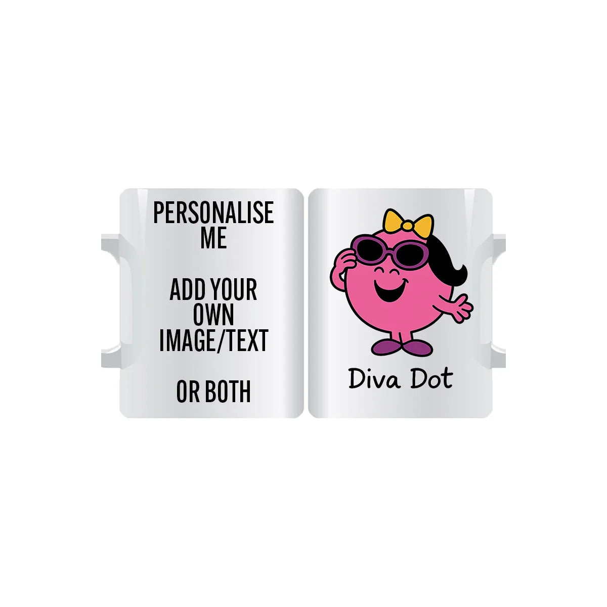 Diva Dot personalised mug – funny gift for her, girlfriend, wife, best friend or boss. Customise with name or message for a unique touch.