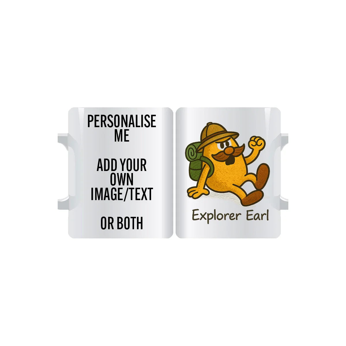 Personalised Explorer Earl Adventure Mug with travel character design