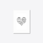 Personalised Family Heart Word Art – Names & Dates – A5 – white frame