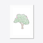 Personalised Family Tree Word Art – Names & Blossoms – A3 – white frame