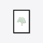 Personalised Family Tree Word Art – Names & Blossoms – A5 – black frame