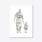 Personalised Father & Daughter Silhouette Word Art – A3 – white frame