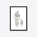 Personalised Father & Daughter Silhouette Word Art – A4 – black frame