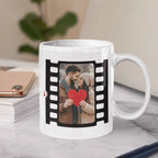 Film strip style personalised mug, unique Valentine gift for loved ones