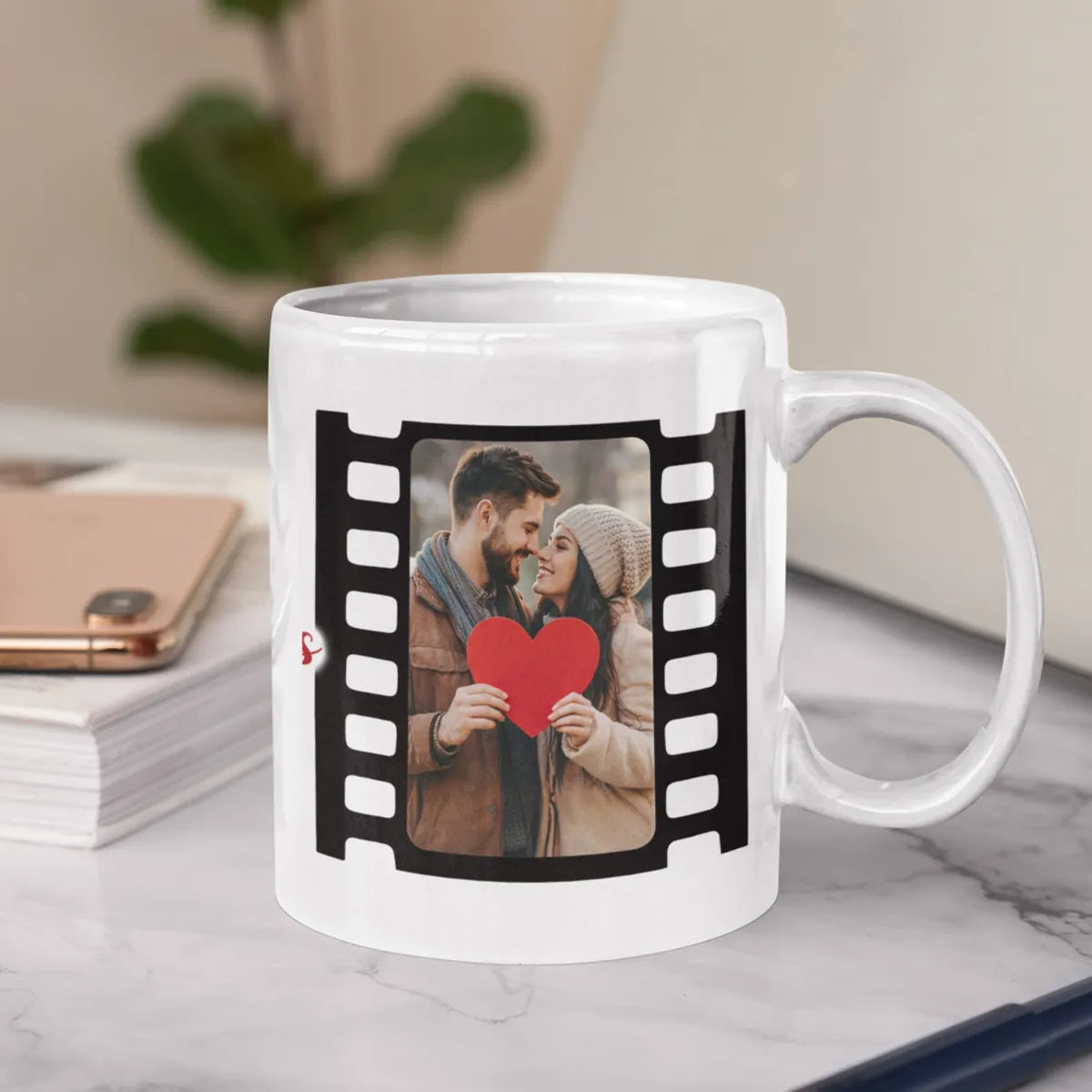 Film strip style personalised mug, unique Valentine gift for loved ones