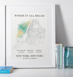 Personalised Valentine’s Day photo frame keepsake gift featuring a custom “Where It All Began” city map print with meaningful dates, romantic wall art for couples and anniversaries.