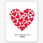 Fuzzy Red Hearts Scatter – Personalised Valentine’s Day Card – personalised Valentine card, custom romantic greeting or anniversary card; make your own unique card.