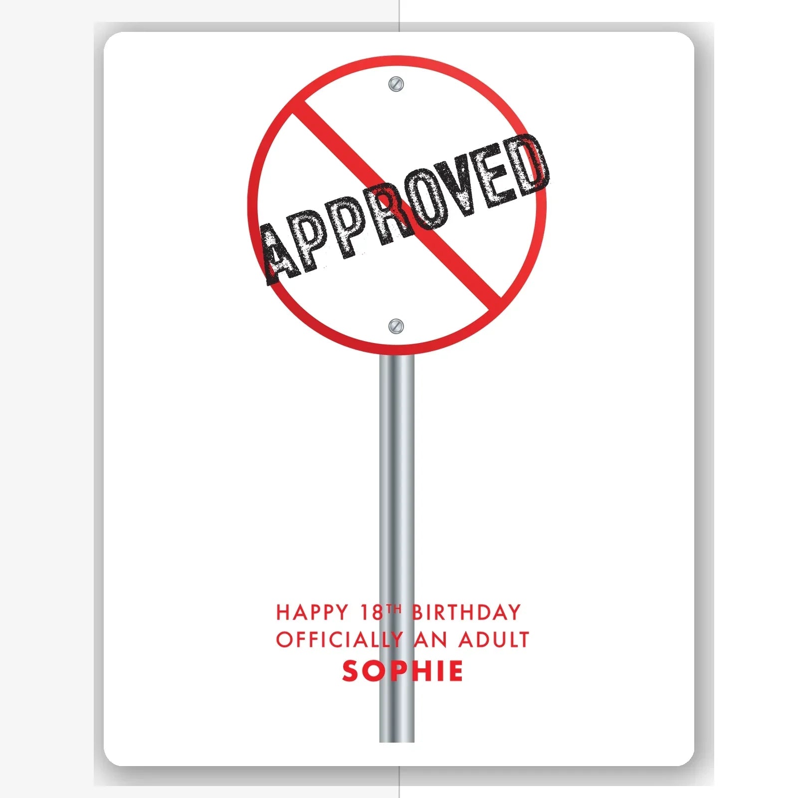 Order custom 18th birthday card for her – officially an adult design