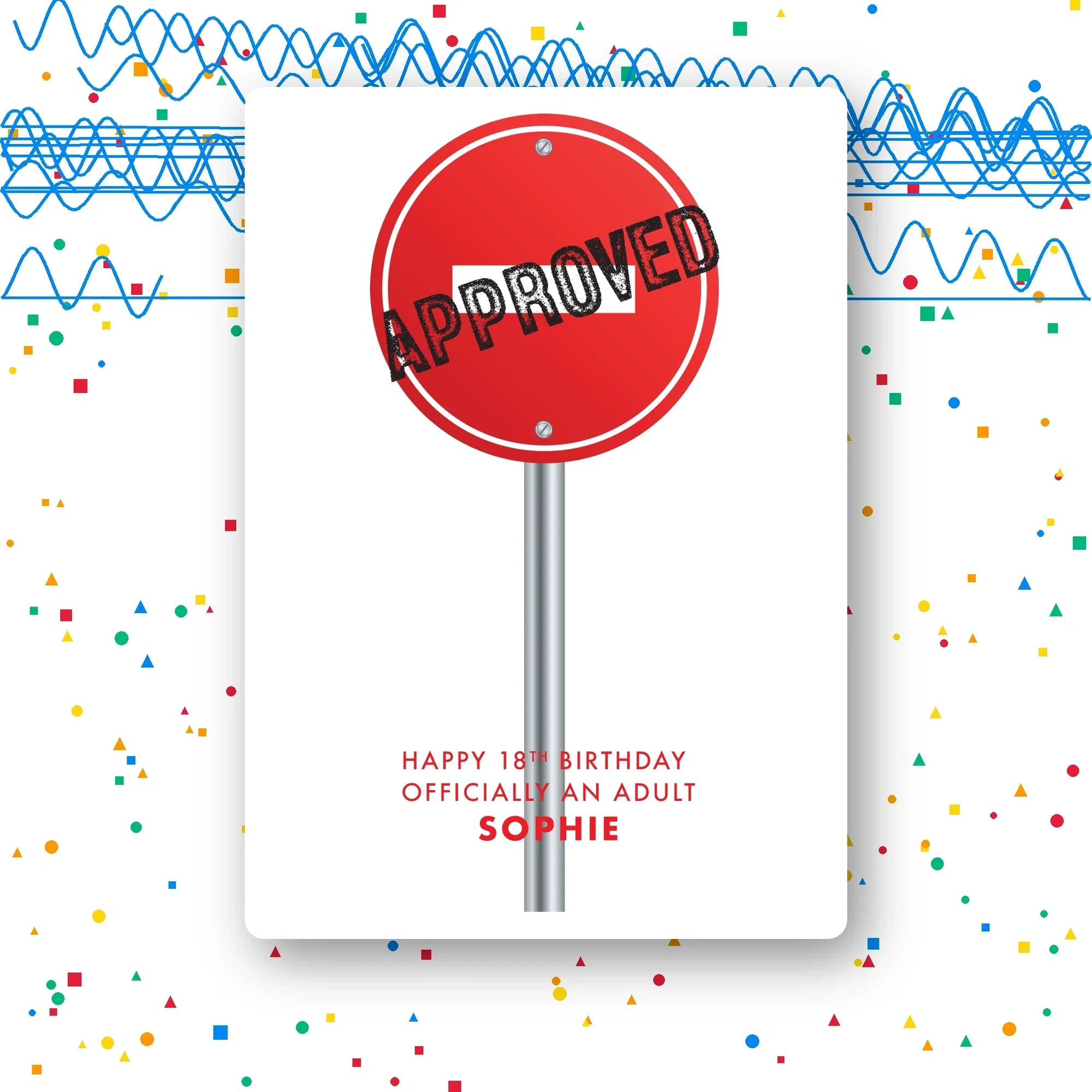 approved roundel road sign personalised 18th birthday card