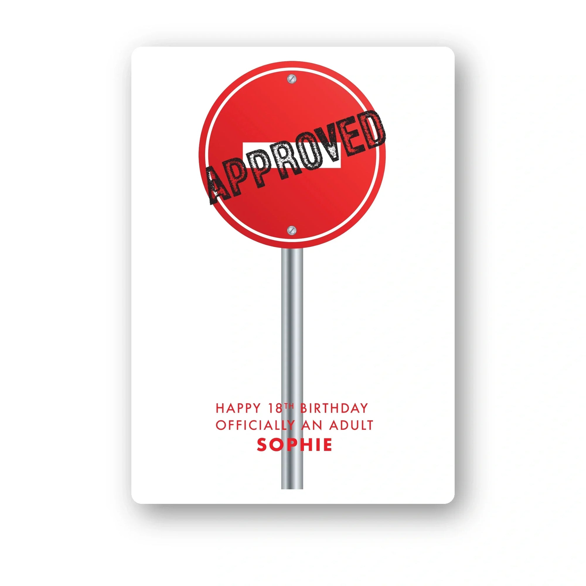 approved roundel road sign personalised 18th birthday card