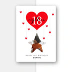 Personalised 18th birthday card – half light grey split background with soft shadow