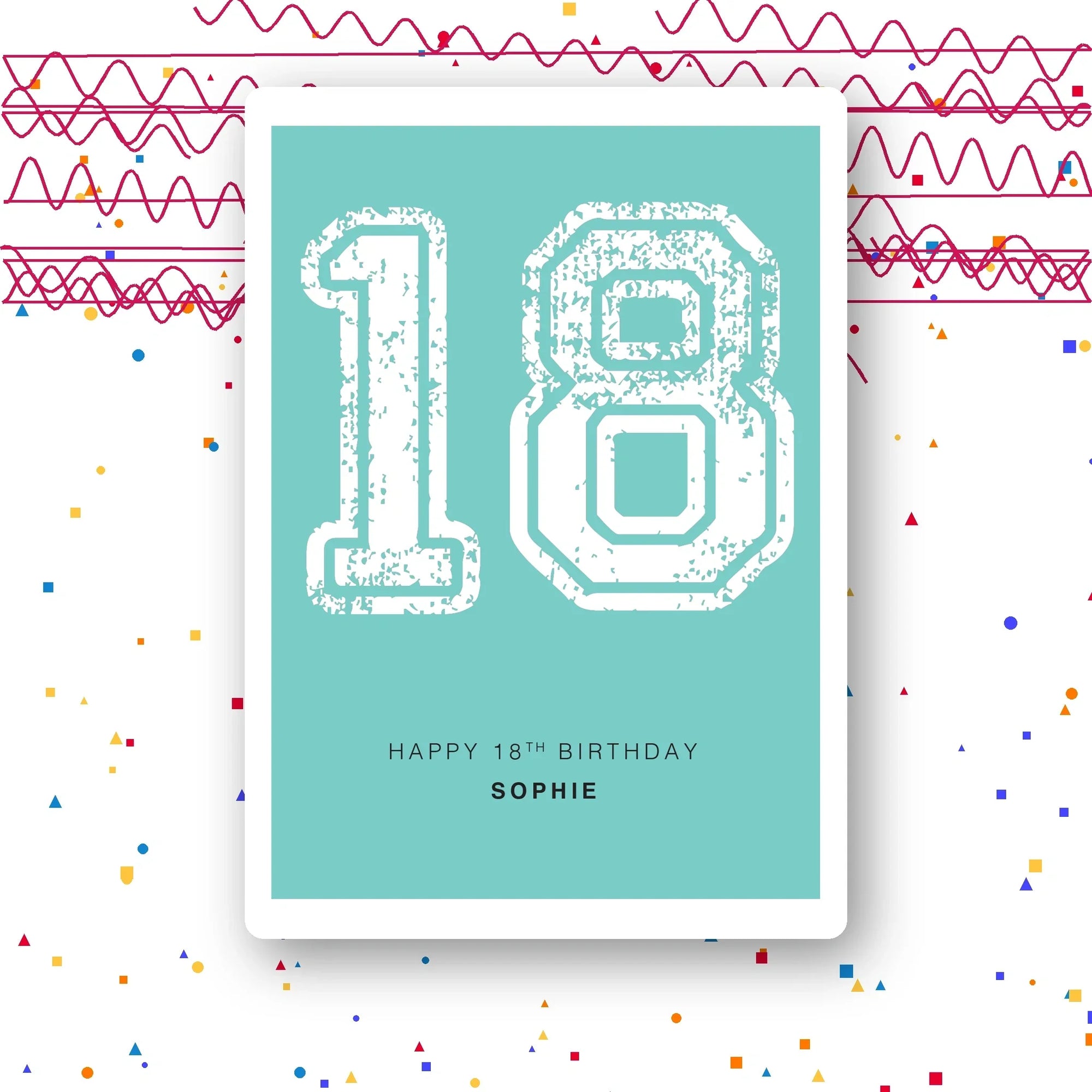 distressed number 18 personalised birthday card in mint green