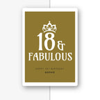 18 and fabulous personalised birthday card with crown in olive green