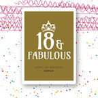 18 and fabulous personalised birthday card with crown in olive green