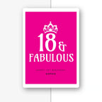 personalised 18 and fabulous birthday card with crown in hot pink