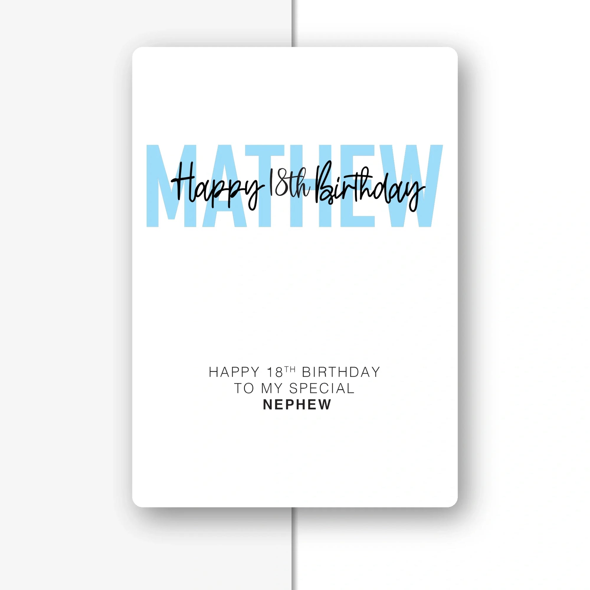 bold name overlay blue script personalised 18th birthday card