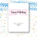 bold name overlay pink script personalised 18th birthday card