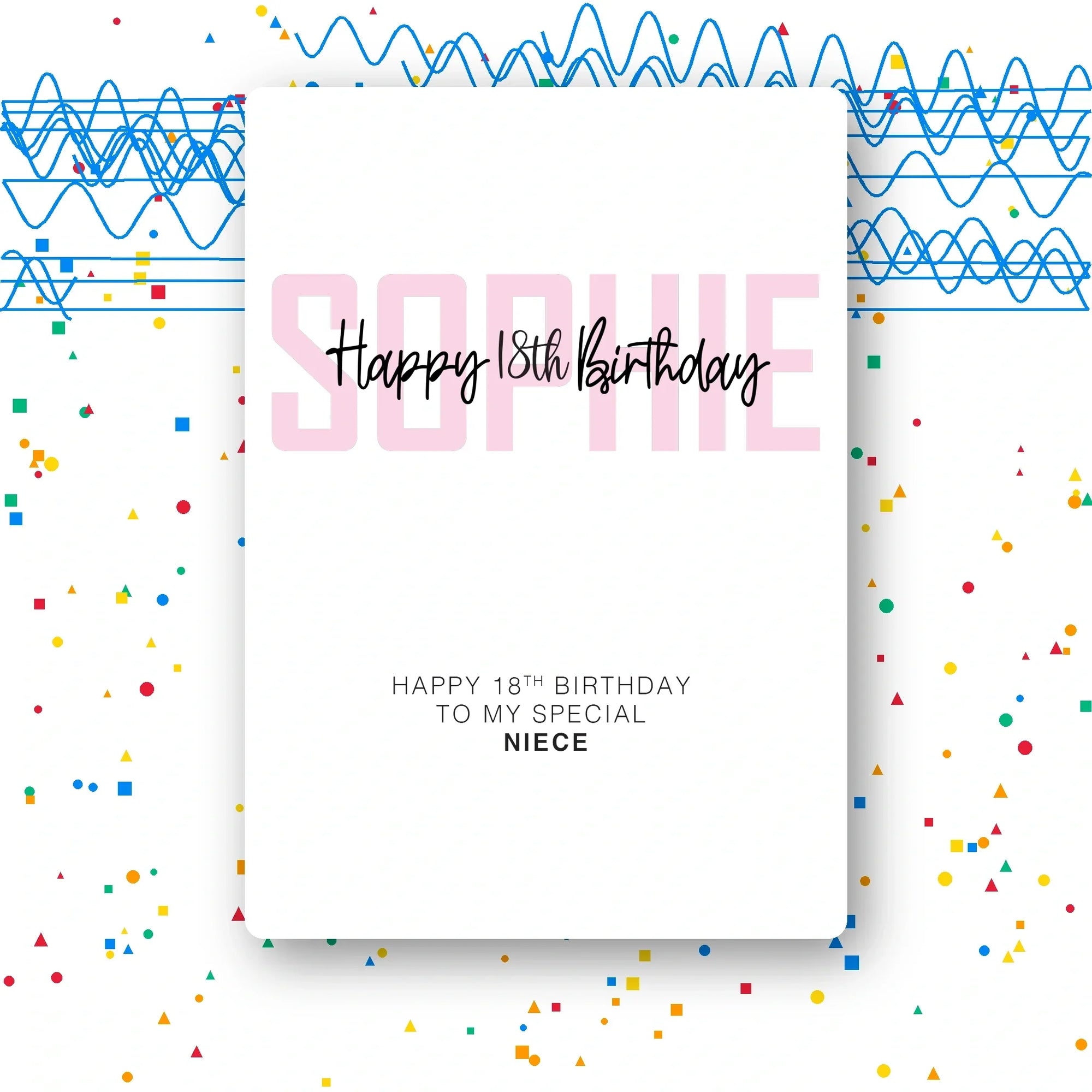 bold name overlay pink script personalised 18th birthday card