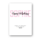 bold name overlay pink script personalised 18th birthday card