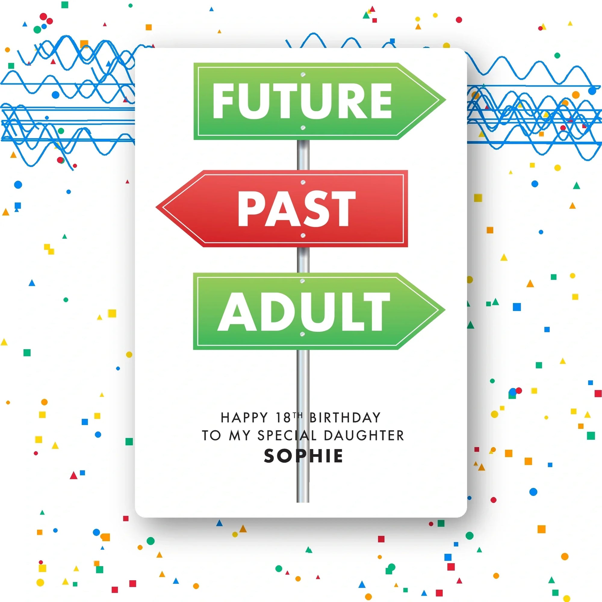 future past adult signpost daughter personalised 18th birthday card